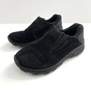 Merrell Novica Moc Solid Black Suede Leather Slip On Clog Shoe Youth US 11 M